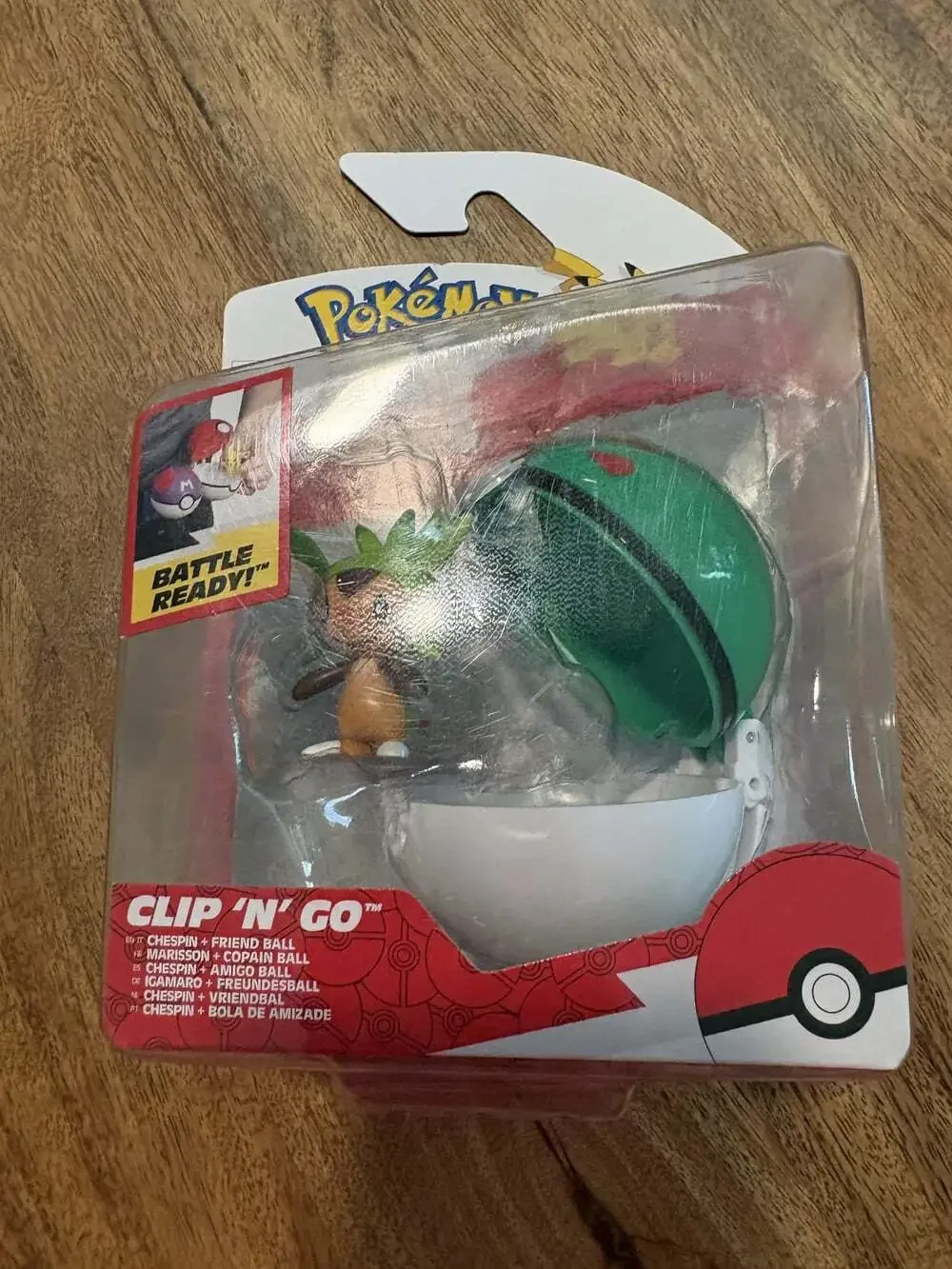 Pokemon Clip 'N' Go Chespin Friend Ball Action Figure Jazwares New Card Wear